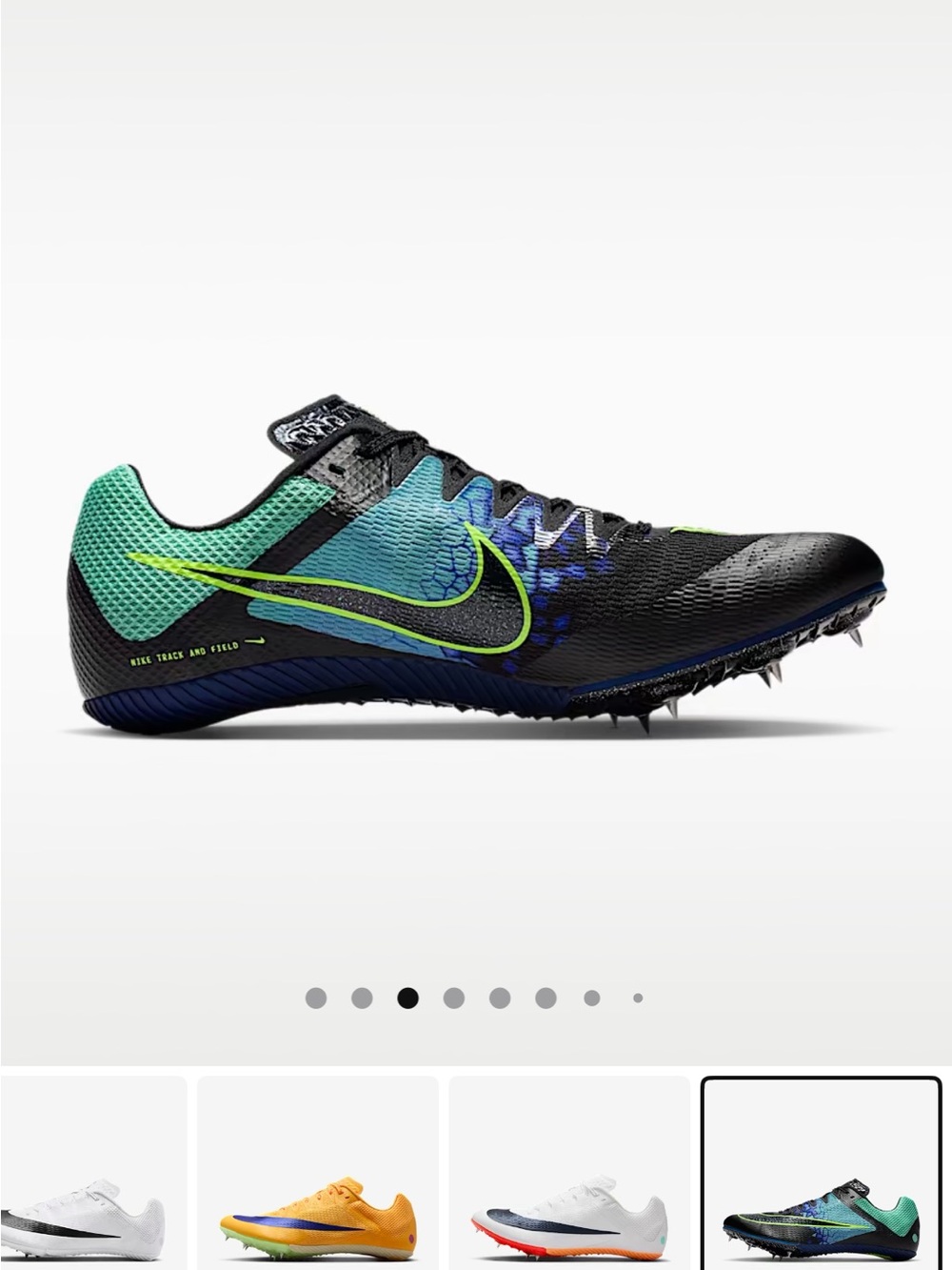 Nike Racing Spikes - Teal, Black & Neon Yellow